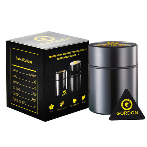 Gordon Smell Proof Airtight Aircraft Aluminum Storage Cigarette Jar, Black Stash Jars, 34 mm Size Smell Proof Container